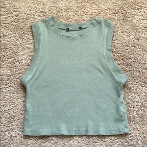 Sea foam green waffle knit crop top